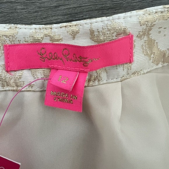 Lilly Pulitzer Leah Animal Print Skirt Gold Metallic Size 12 NWT - Picture 3 of 6